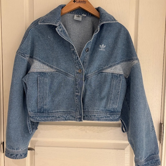 Adidas Oversize Crop Jean Jacket - Picture 1 of 4